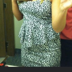 White and black animal print dress